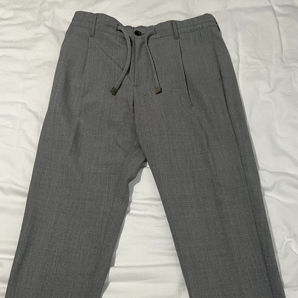 Eleventy (Men's) Drawstring-Waist (size 32) Tapered Trowsers (Grey)